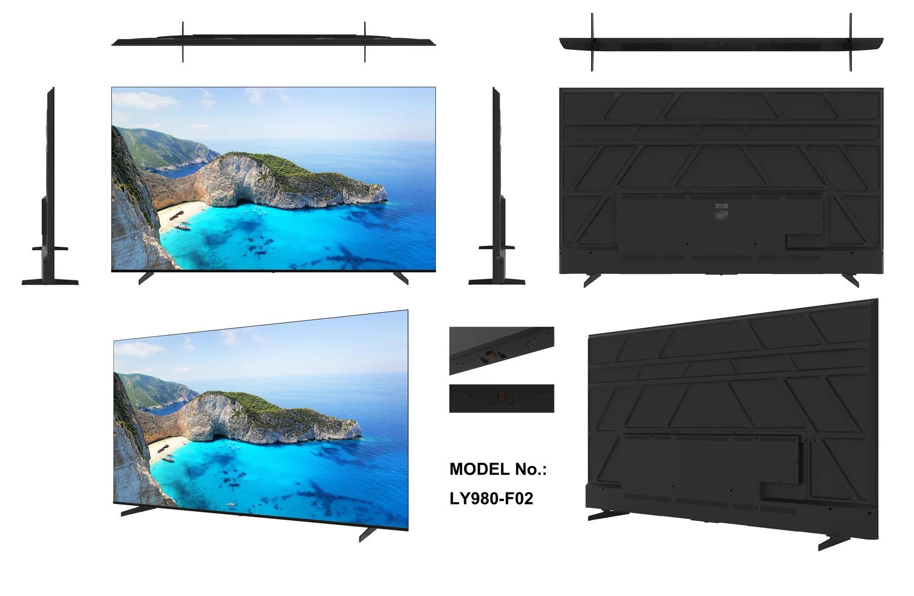 Multiple views of the KINGSUN LY980-F02 TV back cover